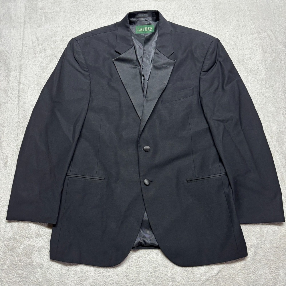 Lauren Ralph Lauren Tuxedo Jacket Men 40S Black Blazer Wool Super‎ 100's EUC